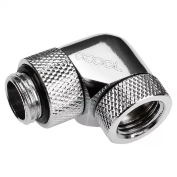 Alphacool Eiszapfen Connector Series - Gewinkelter Montageadapter für Flüssigkeitskühlsystem - Silber-Nickel