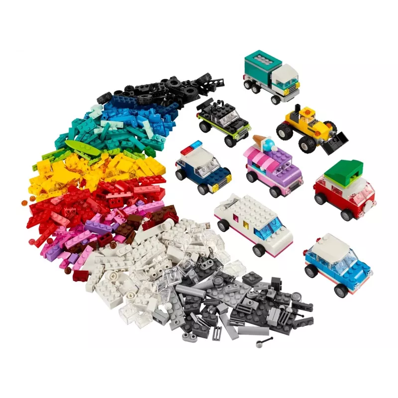 LEGO Classic Kreative Fahrzeuge Buntes Modellauto-Set mit Polizeiauto-Spielzeug & 11023 Klassische grüne Grundplatte Quadrat 32x32 Noppen Baugras