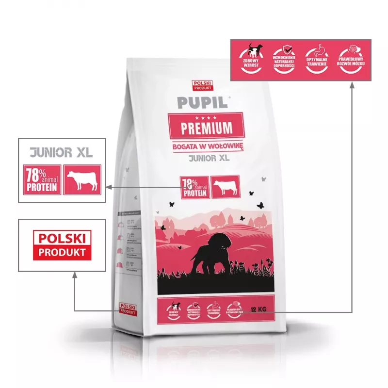 PUPIL Premium Junior Large and extra large breeds Rich in beef - Trockenhundefutter - 12kg