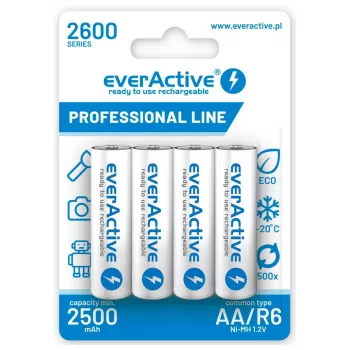 Wiederaufladbare Batterien R6 AA 2600mAh EverActive Professional Packungsinhalt 1x Blister