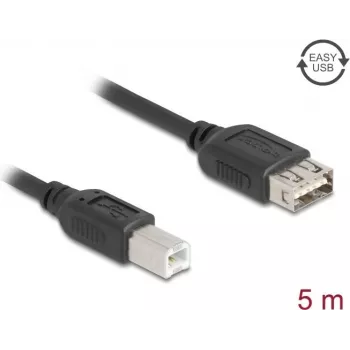 DELOCK USB 2.0 Kabel Modell 81533 — USB B auf USB A, 5 m, schwarz, 480 Mbit/s