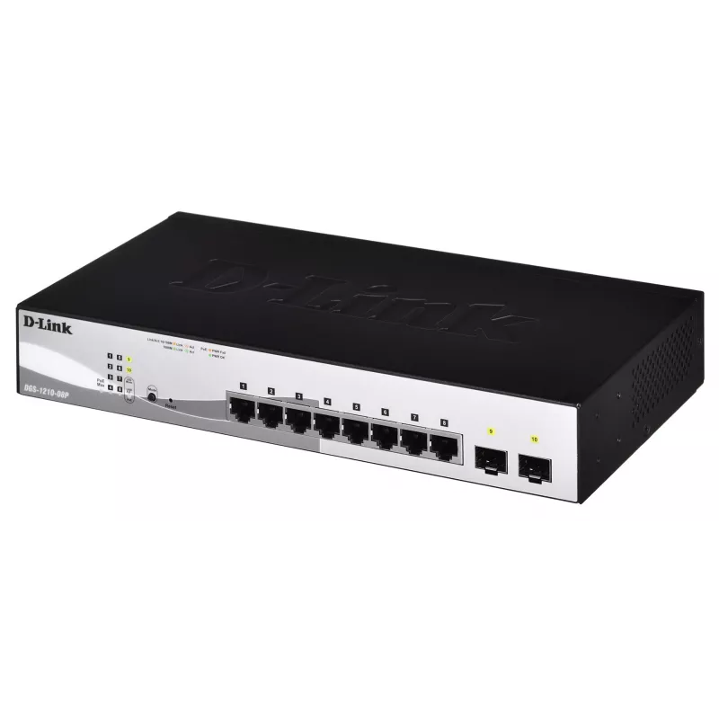 D-Link DGS-1210-08P/E Managed L2 Gigabit Ethernet (10/100/1000) Power over Ethernet (PoE) Schwarz