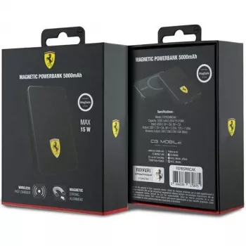 Ferrari Leistungbank FEPB5MNCAK 15W 5000mAh Schwarz/Schwarz Metal Logo MagSafe