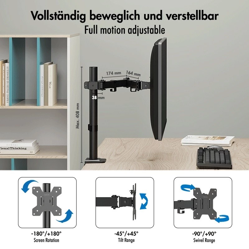 Monitorhalterung 17-32 Zoll, max. 10 kg, Stahl
