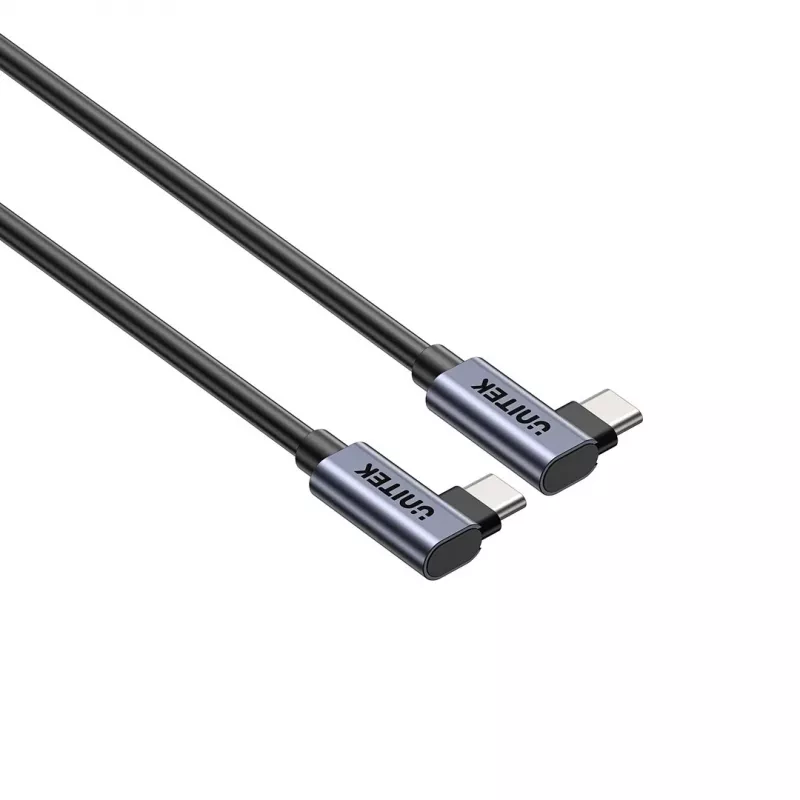USB-C Kabel Unitek C14147ABK01-1M, 1 m, 90° abgewinkelte Stecker, USB PD 3.0 100W, Daten 480 Mbit/s, schwarz