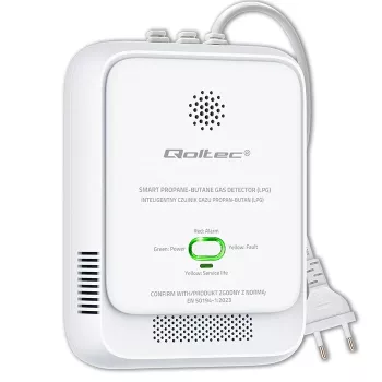 Gaslecksensor QOLTEC 52652 — Propan/Butan (LPG) Detektor, 85 dB Alarm, LED-Anzeige