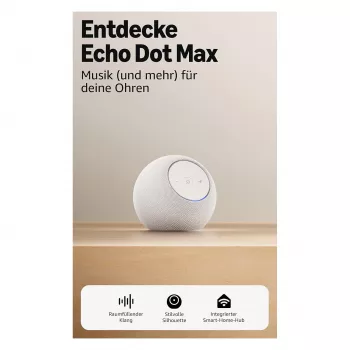 Amazon Echo Dot Max 2025 - Glacier White - Bluetooth (B0DKLVWZPF)