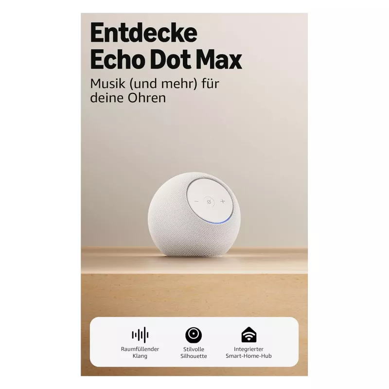 Amazon Echo Dot Max 2025 - Glacier White - Bluetooth (B0DKLVWZPF)