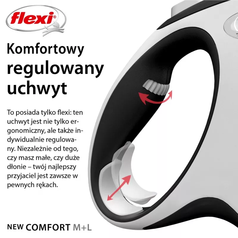 Flexi neu COMFORT 8 m Schwarz, graue Hunde-Rollleine