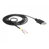 Delock Kabel USB2.0 Typ-A-Stecker > 2 x offene Kabelenden - 1,5 m - schwarz (85664)