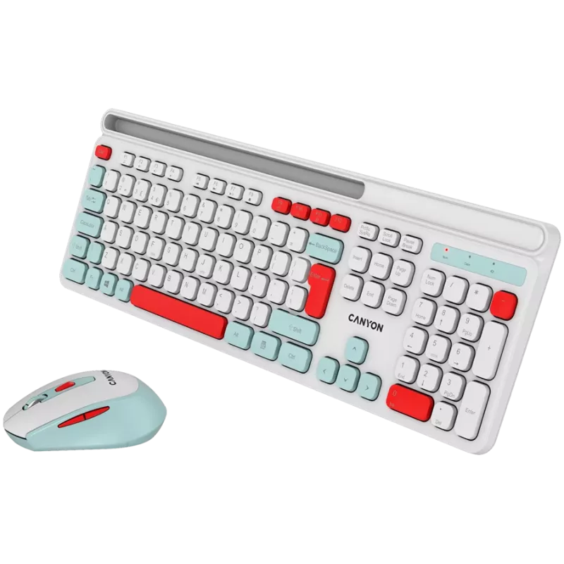 CANYON HSET-W5 EN Tastatur+Maus AAA+AA kabellos Weiß