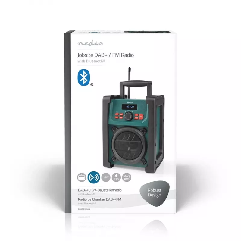 Radio Nedis RDDB3100GN 15W Bluetooth IP65 Schwarz/Grün