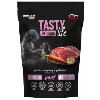 BIOFEED Tasty Dogs Life Junior Kalbfleisch - Nassfutter für Hunde - 150g
