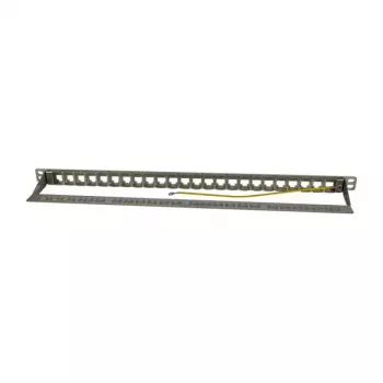 Keystone, Modulträger, 48,30cm (19) Patchpanel für 24xTP-Module, 0,5HE, Hellgrau (S216333)