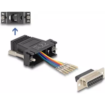 Gender-Changer-Adapter DELOCK 67087 — D-Sub 15 (HD) Buchse auf RJ12 schwarz