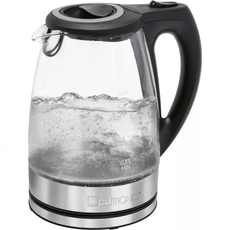 Wasserkocher CLATRONIC WKS 3744 G — 1,7 L, 2200 W, Edelstahl/Kunststoff, Wasserstandsanzeige