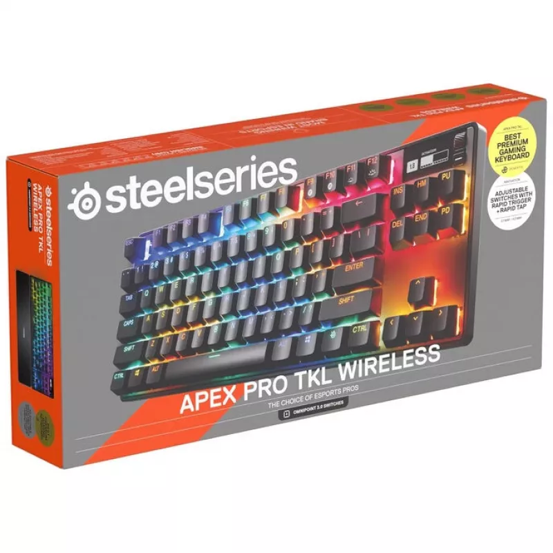Mechanische Gaming-Tastatur STEELSERIES Apex Pro TKL Gen 3 Wireless RGB, tenkeyless