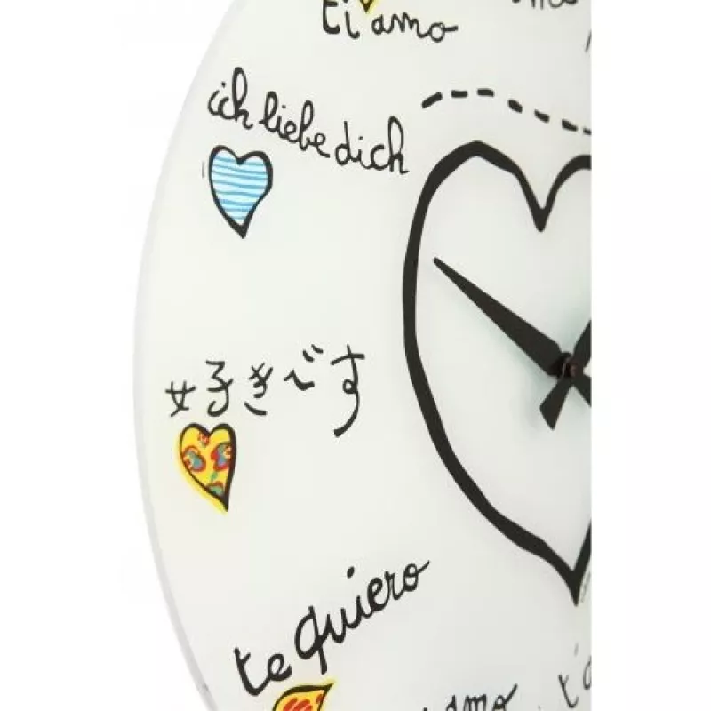 NeXtime Uhr 8030 Loving You, Ø43 cm, Wand, Weiß/Mehrfarbig