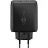 USB-C Dual-Fast Charger, PD, GaN, 65 Watt (schwarz, 1x USB-C, 1x USB-A, Power Delivery)