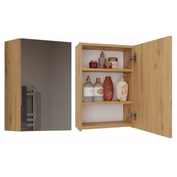 Badezimmer-Aufbewahrungsschrank Top e shop POLA 1DL ARTISAN — wandmontiert, Eichenrahmen, 400×220×600 mm, 3 Regalböden