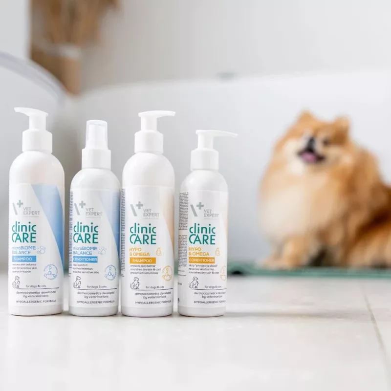 VETEXPERT Clinic Care Hypo&Omega 250 ml Katzenshampoo – hypoallergenes feuchtigkeitsspendendes Shampoo mit Omega-Fettsäuren für ausgewachsene Katzen, alle Felltypen