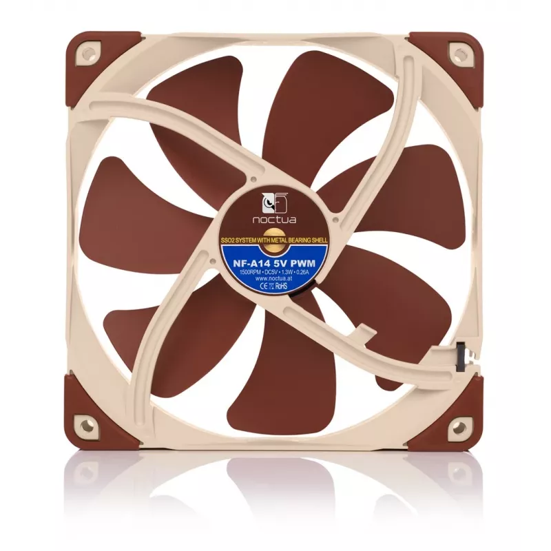 Lüfter Noctua NF-A14 140 mm PWM 5 V 1,3 W Bronze/Beige, 1500 U/min, 140,2 m³/h, 24,6 dB