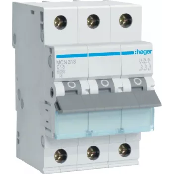 Hager MCN313. Nennstrom: 13 A. Typ: C-Charakteristik, Modulanzahl (max.): 3 Module (MCN313)