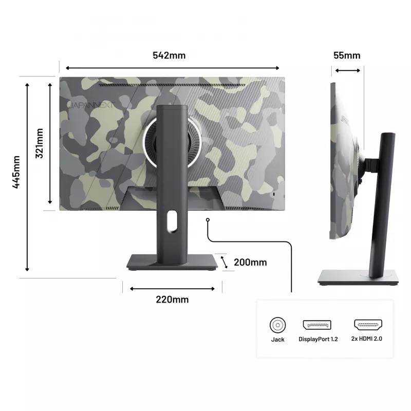 JAPANNEXT JN-IPS238FHD200F-HSP-CAMO Computermonitor 61 cm (24 Zoll) 1920 x 1080 Pixel Full HD LCD Schwarz