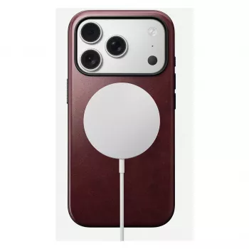 Handyhülle Nomad Modern Leather Case für iPhone 17 Pro, Leder + TPU + PC, passend für 16 cm (6,3 Zoll) Bildschirm, Bordeaux