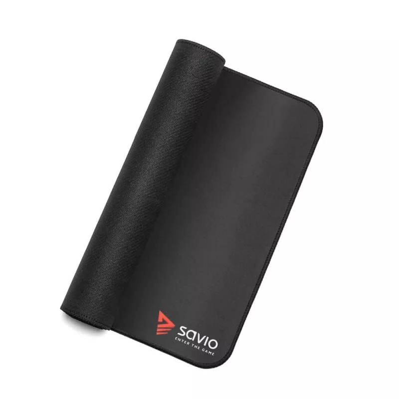 Mauspad SAVIO Schwarz Edition Turbo Dynamic S — Stoff/Gummi, 250×250 mm, 2 mm, genähte Kanten, rutschfest