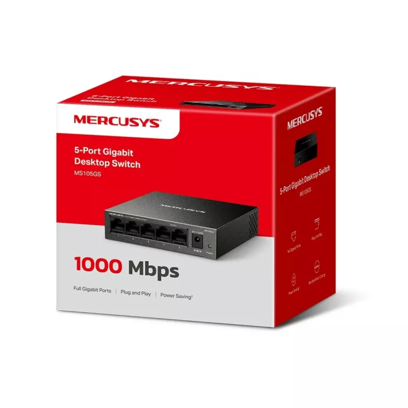 Mercusys MS105GS - Desktop-Switch, 5 Gigabit-Ports, schwarz