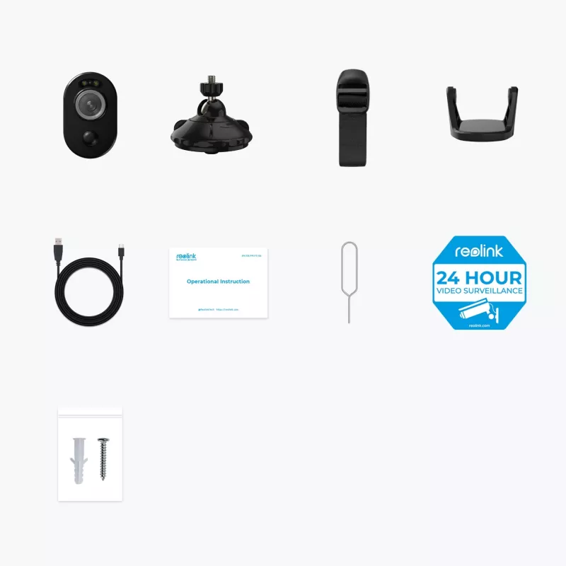 Reolink Argus Series B330 Wi-Fi-Überwachungskamera Schwarz 5MP (2880x1616), batteriebetrieben, IP65-Wetterschutz, Nachtsicht in Farbe, intelligente Erkennung