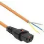 ACT Netzkabel C13 IEC Lock - offenes Ende orange 3 m, PC967