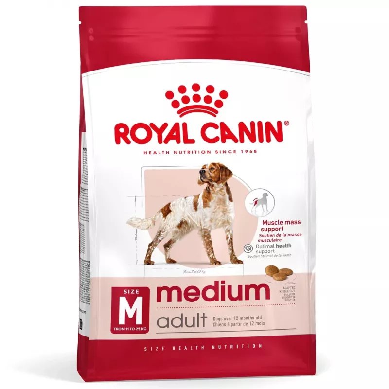 Trockenfutter für Hunde Royal Canin SHN Medium Adult 15 kg — Alleinfuttermittel für ausgewachsene mittelgroße Hunde, Geflügel, 25 % Protein, 14 % Fett