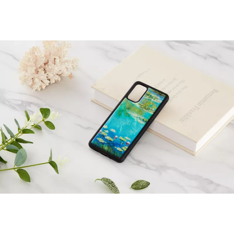 Handyhülle iKins für Samsung Galaxy S20+ — schwarzes Seerosendesign
