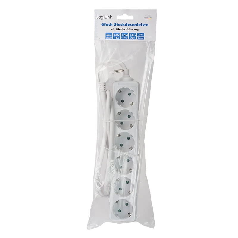 Power Extension LogiLink LPS238 1.5m 6 AC Outlets Indoor White