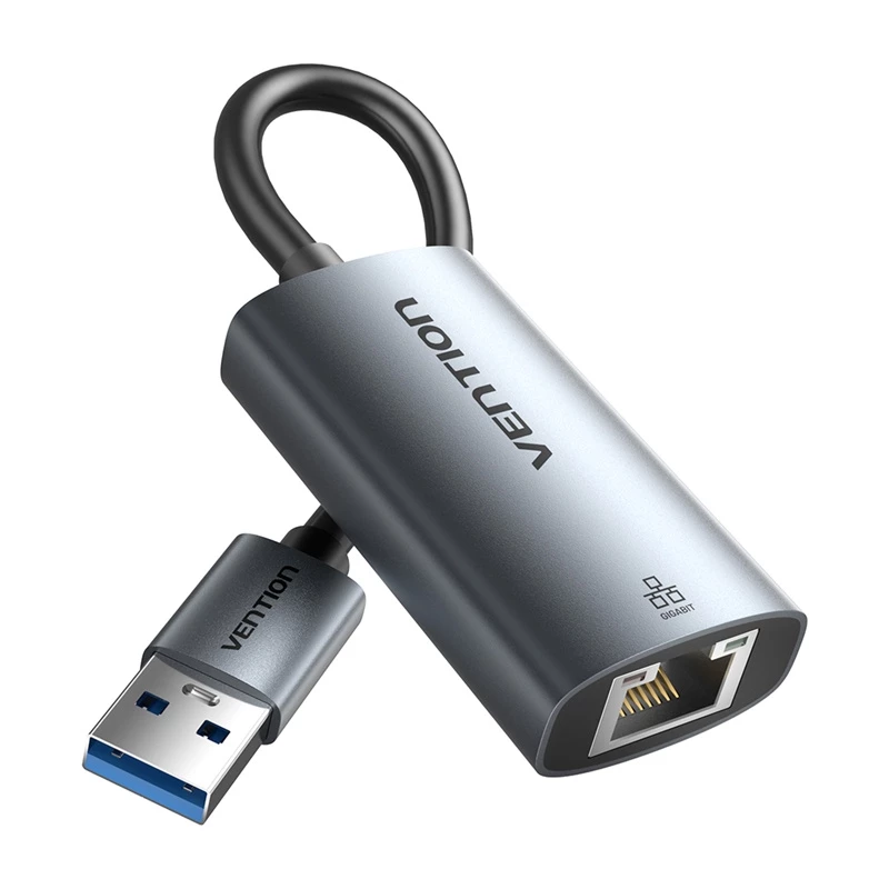 USB-auf-Gigabit-Ethernet-Adapter Vention CEZ – Kabelgebundene USB-Host-Schnittstelle, 1000 Mbit/s, grau