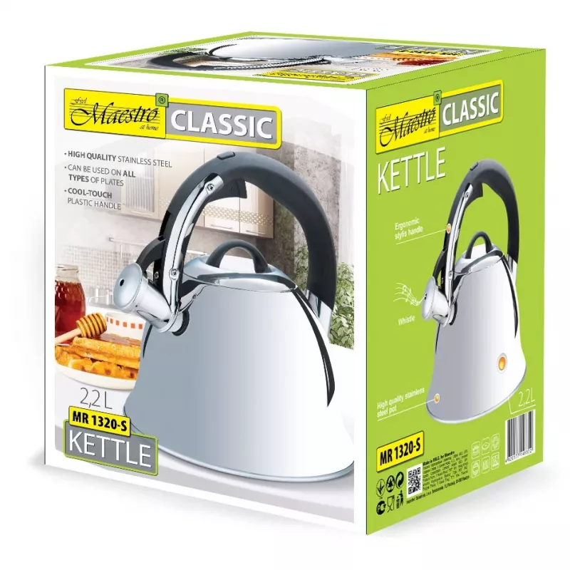 Maestro MR-1320-S Herd-Pfeifkessel, 2,2 l, Edelstahl
