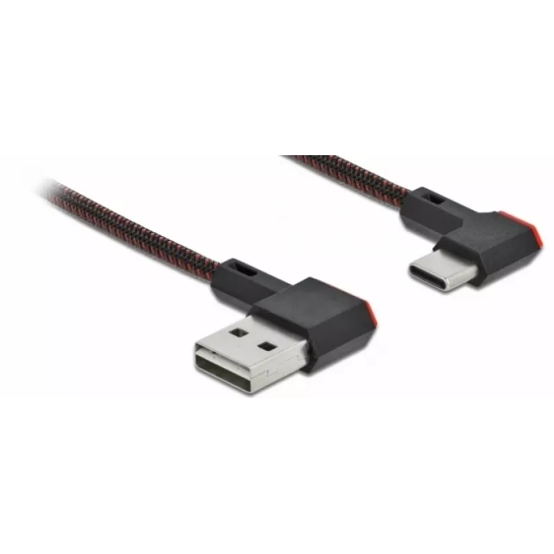 USB-Kabel DeLOCK EASY-USB 2.0 Typ-A-Stecker auf Typ-C-Stecker abgewinkelt 0,2 m schwarz