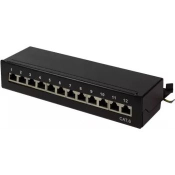 LogiLink Verteilfeld 19-Zoll-Rackeinbau Cat6 STP 16 Ports Grau