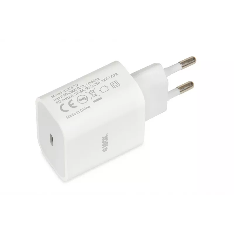 Indoor USB Type-C Schnellladegerät IBOX C-37, 20W, USB‑C PD 3.0, 3 A Ausgang, Weiß
