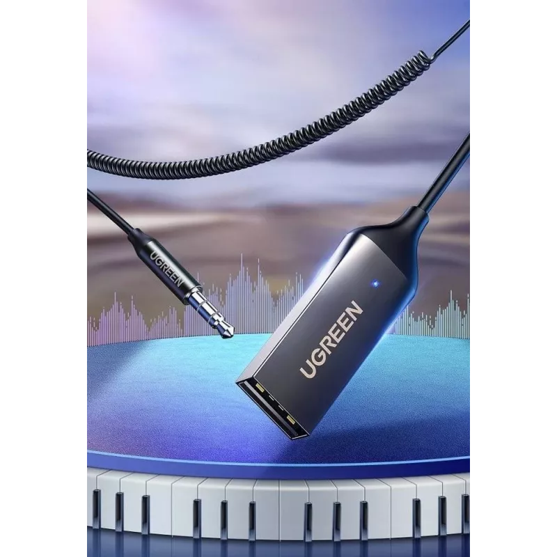 Audio-Empfänger UGREEN CM309 Bluetooth 5.0 USB mit 3,5 mm AUX-Klinke, schwarz, 20–20000 Hz