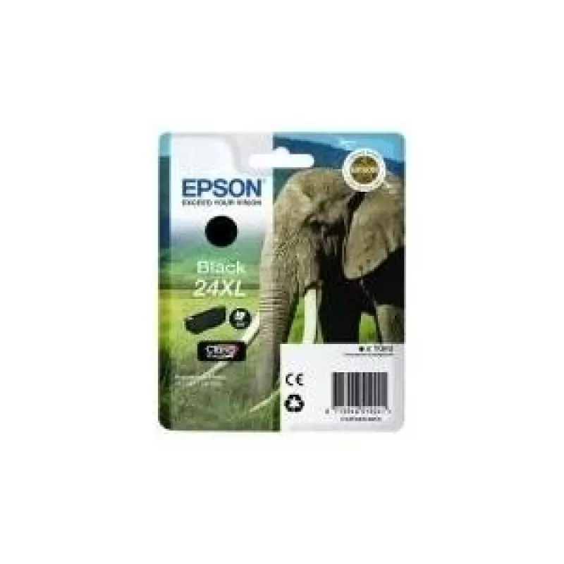 Epson Elephant Einzelpackung Schwarz 24XL Claria Photo HD Tinte, Schwarz, Pigmenttinte, 1 Stück