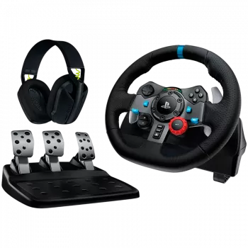LOGITECH G29 EU + G435 Black Gaming Controller Aluminium Black USB Lenkrad + Pedale + Headset PC
