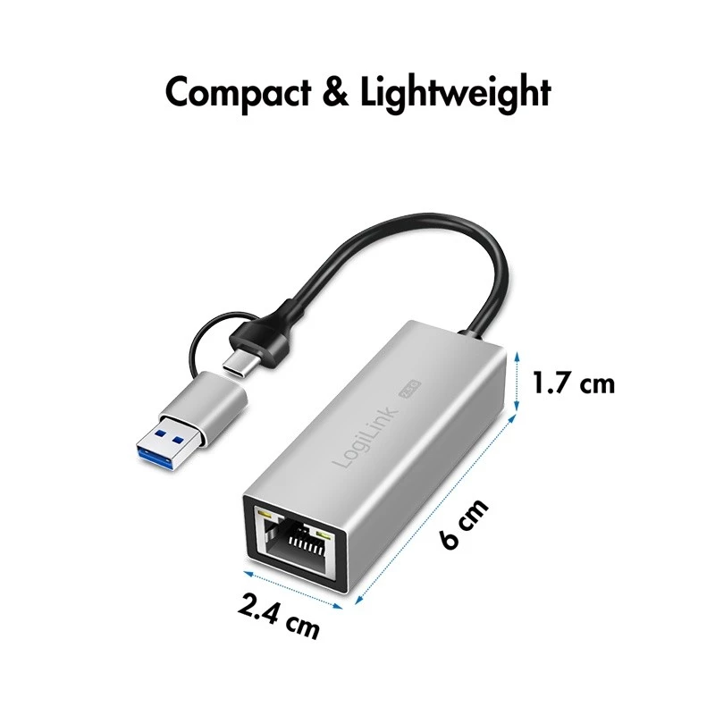 USB-A/-C auf 2,5G Ethernet-Adapter, grau