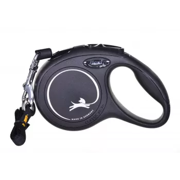 Rollleine Flexi New Classic Cat XS 3 m — Schnurleine für kleine Haustiere, schwarz, max. Belastung 8 kg