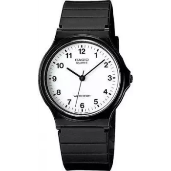 Analog-Uhr CASIO MQ-24-7BLLGF — Quarzwerk, schwarzes Resin-Gehäuse und -Armband, wasserbeständig