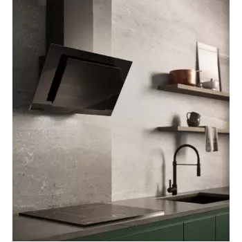 Vertikale Eco Duo Glas Wand-Dunstabzugshaube Schwarz