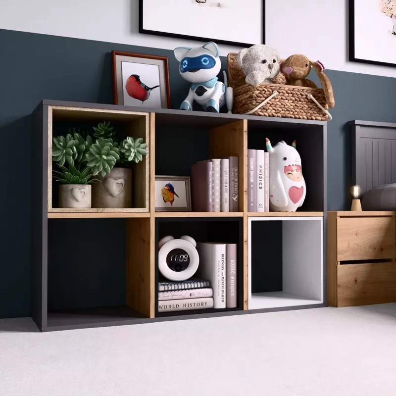 Topeshop MALAX 2X3 ANT/ART Wohnzimmer-Bücherregal