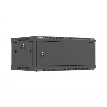 Wandmontage 19-Zoll-Rackschrank LANBERG 4U 600x450 mm schwarz mit Metalltür